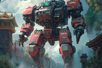 do a mecha robot illustrations