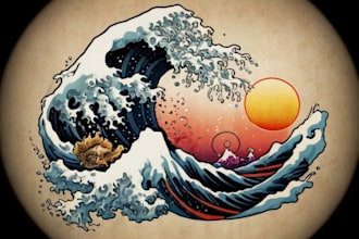 create detailed japanese style art for tattoos tshirts etc