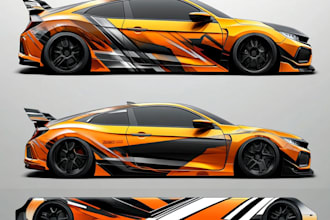 itasha car wrap, racing car wrap, livery car wrap design