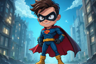 create a superhero cartoon character based on your idea