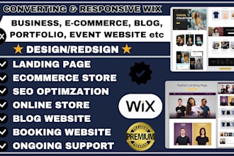 create wix website redesign wix ecommerce landing page and wix seo optimization