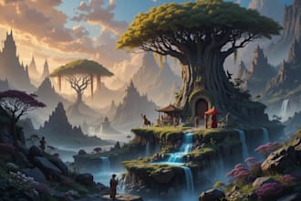 create amazing stylized environment  fantasy landscape