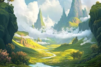design fantasy magical landscape and all concept art