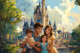 design a professional disney family portrait