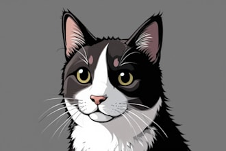 draw your cat, dog, or any pet into cartoon vector portrait