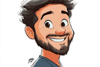 draw funny cartoon character, caricature, logo, portrait