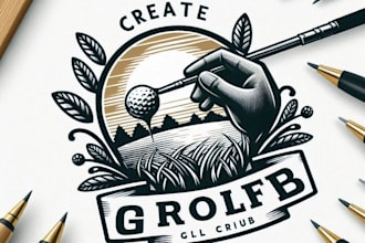 do hand drawn golf club brand logo design with copyrights