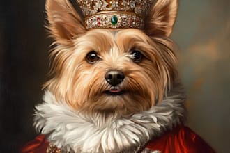 create custom royal pet portrait in high quality