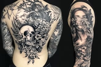 create unique custom tattoo any tattoo design, tattoo artist