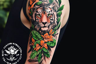 create unique custom tattoo design for you, sleeve tattoo