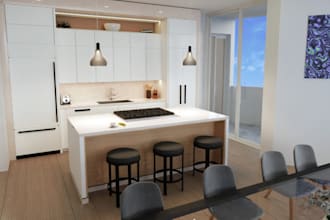 design 3d interior apartments, living room, bedroom, kitchen, cabinet, foyer