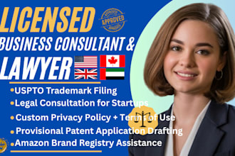 be your startup lawyer for US patent, uspto amazon trademark, privacy protection