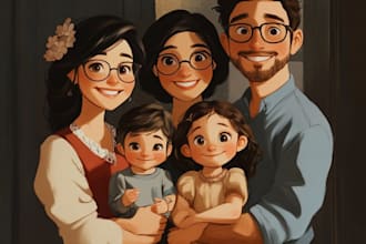 design a professional disney family portrait
