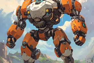 design robots and concept art of futuristic mecha