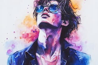 illustrate watercolor portrait illustration