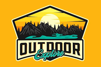 do travel, adventure, nature, camp, holiday mountain and hotel logo