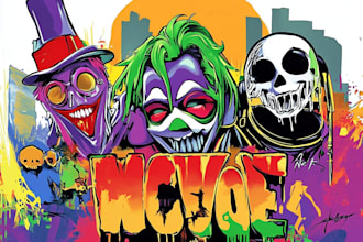 do awesome graffiti font, graphic tshirt design, pop art