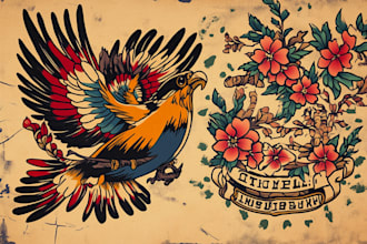 create custom logo old school traditional tattoo design