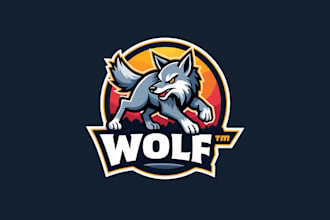 make a high quality angry wolf mascot logo design  with express delivery