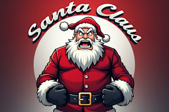 do awesome angry santa claus mascot logo design