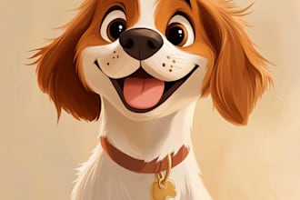 design a custom disney pet portrait illustration
