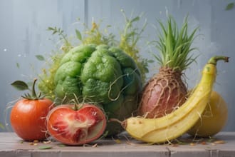 illustrate digitally realistic fruits or veggies