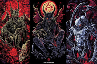 make dark art illustration metal for tshirt clothing design
