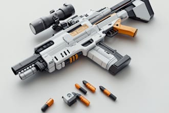 make a  detailed 3d weapons with an epic style