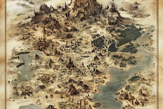 draw a custom map for fantasy, scifi, book or board game