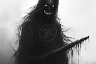 do awesome artwork for dark art, horror, creepy illustration