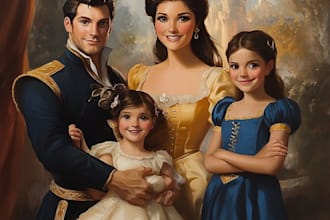 draw disney family portrait illustration