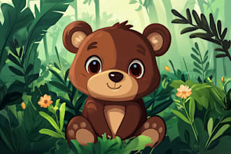 do amazing cute animal illustration in cartoon style
