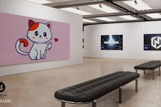 do 3d cgi unreal engine design for nft art gallery, museum art, art center