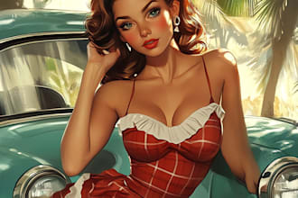 draw your pin up girl in a retro style or nsfw
