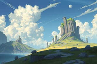 design a environment concept art and fantasy landscape