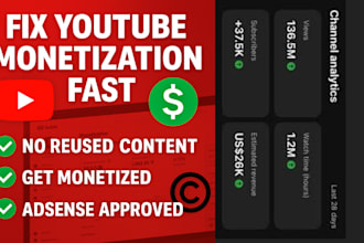 fix youtube monetization issues, reused contents, copyright and adsense