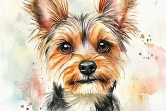 draw a disney watercolor portrait of your pet