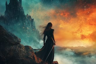 design fantasy book cover in unique style