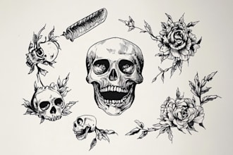 design traditional line art minimalist tattoo flash for you