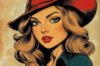 draw a vintage cartoon comic book poster portrait style