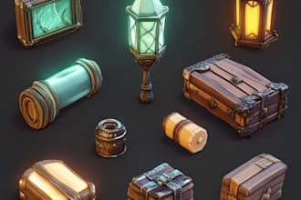 make 2d game art props, icons, items, objects