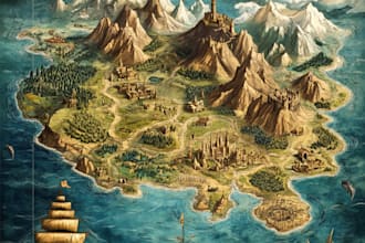 make a fantasy map illustration or site in illustrator