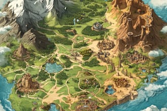 make a fantasy map illustrations for your project
