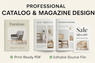 design product catalog, sell sheet, lookbook, catalogue, magazine design