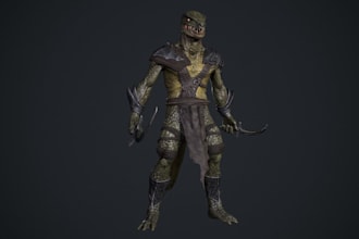animate burntpeanut 3d avatar,c4d,scalie rogue character,unity,animal model,ikfk