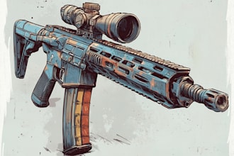 make a detailed 3d weapons with an epic style