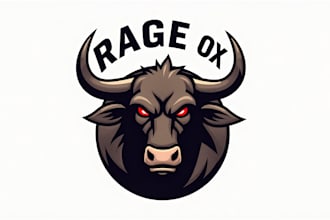 design high quality rage ox mascot logo for you with express delivery