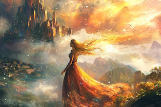 draw fantasy illustration book cover for you