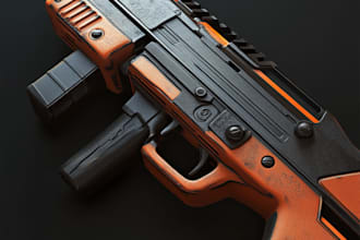 draw a 3d weapon illustration for gaming