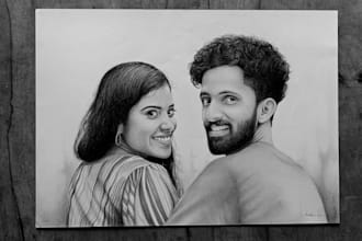 realistic graphite and colour pencil sketch